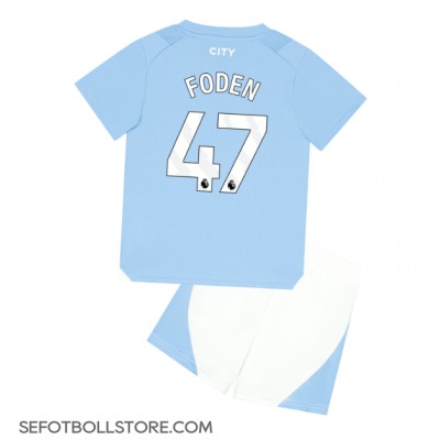 Manchester City Phil Foden #47 Replika babykläder Hemmaställ Barn 2023-24 Kortärmad (+ korta byxor)